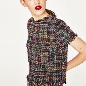 Zara multicolor tweed top
